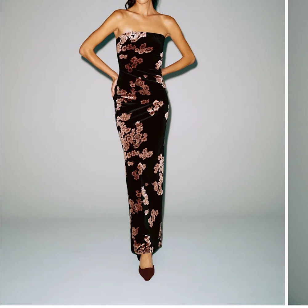 Reformation Ellison Knit Dress Strapless Floral Dress